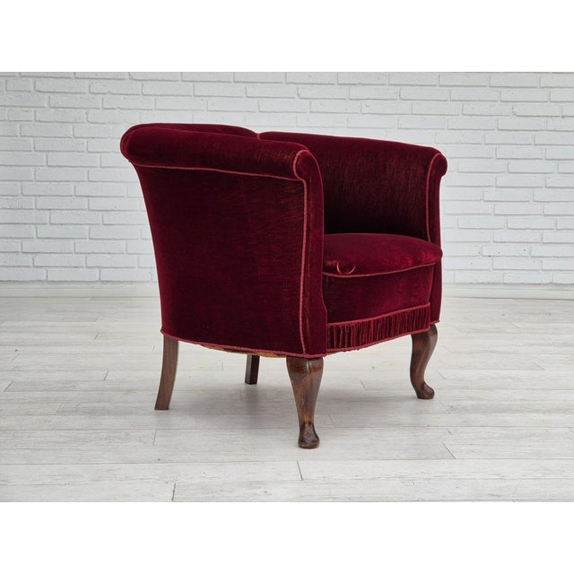 Mid-Century Modern Danish Lounge Chair in Velour & Beech, 1950s For Sale - Image 3 of 18
