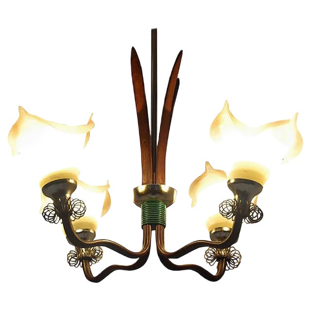 Wooden Chandelier, 1970s For Sale