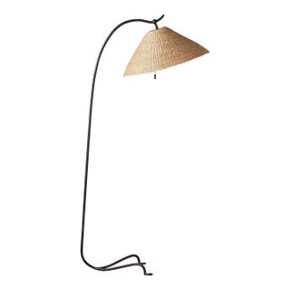 Bainbridge Floor Lamp with Seagrass Woven Shade For Sale