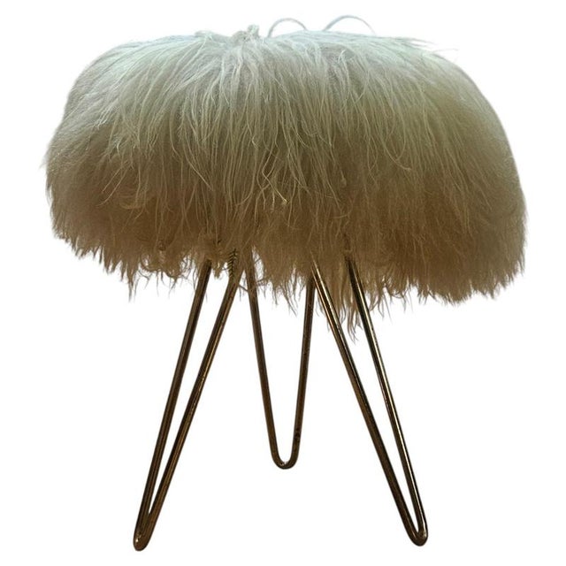 Mid-Century Brass and Hairpin Tripod Stool, Germany, 1960s For Sale - Image 8 of 8