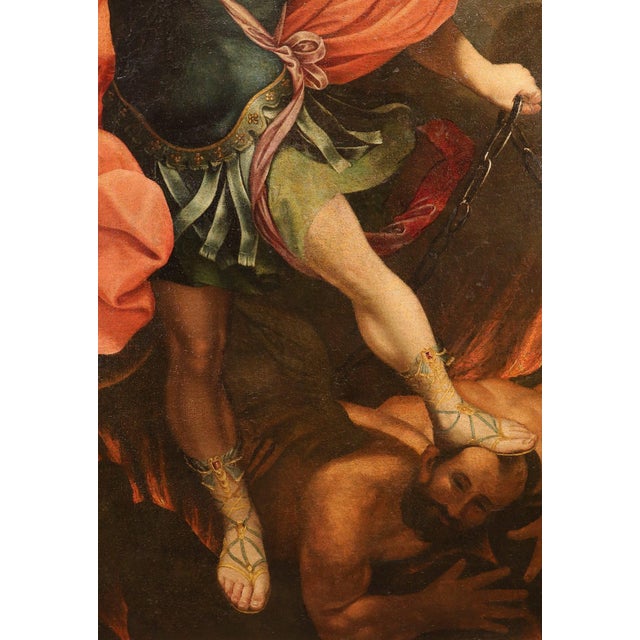 17th Century Workshop of Guido Reni, Saint Michael the Archangel, 1650, Oil on Canvas For Sale - Image 5 of 11