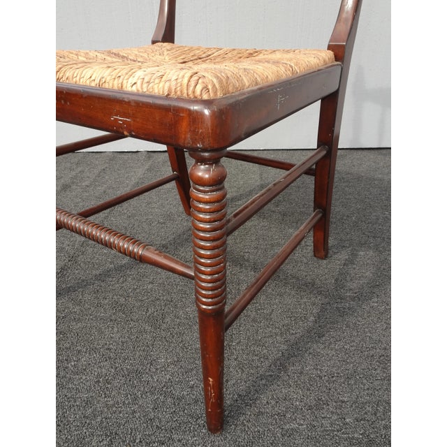 Vintage French Country Brown Rush Side Chair For Sale - Image 9 of 12