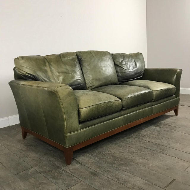Stickley Green Leather Classic Sofa Chairish