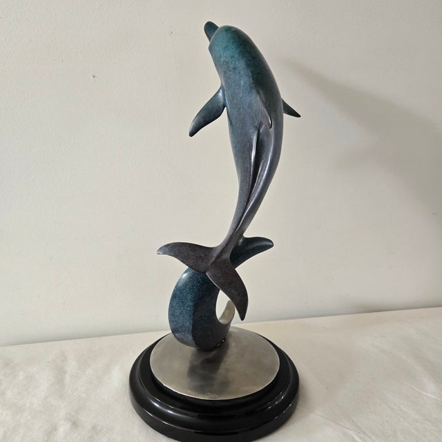 Dale J Evers Centerpiece Dolphin Sculpture Sky Dance II Signed and Numbered 29/250 For Sale - Image 4 of 16