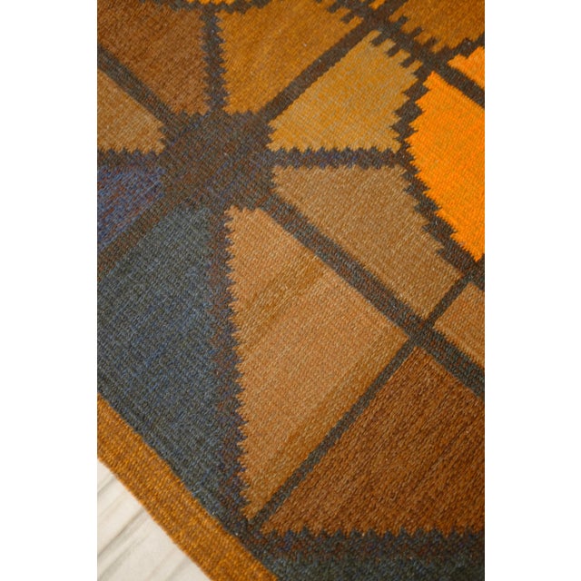 Orange Vintage Swedish Rug by Brita Swefors, Sweden For Sale - Image 8 of 8