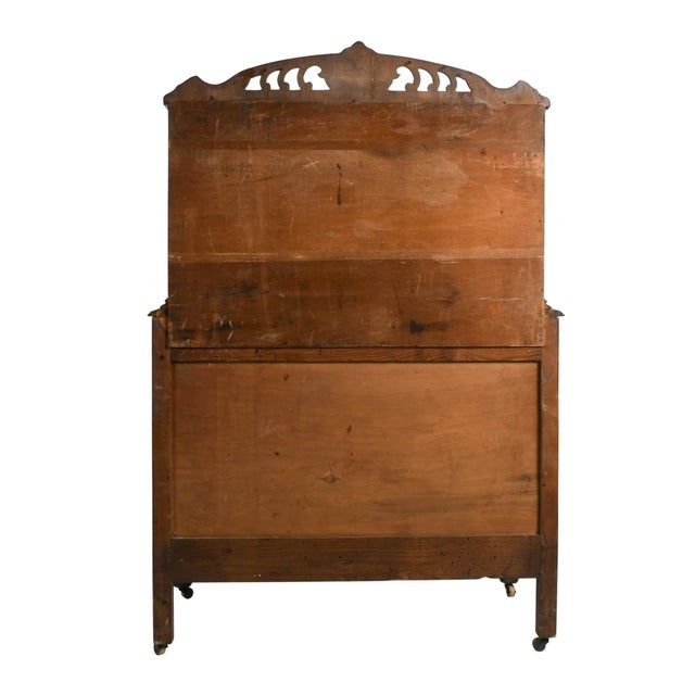 American Art Deco Burl Walnut Highboy Dresser With Vanity Cabinet For Sale - Image 4 of 7