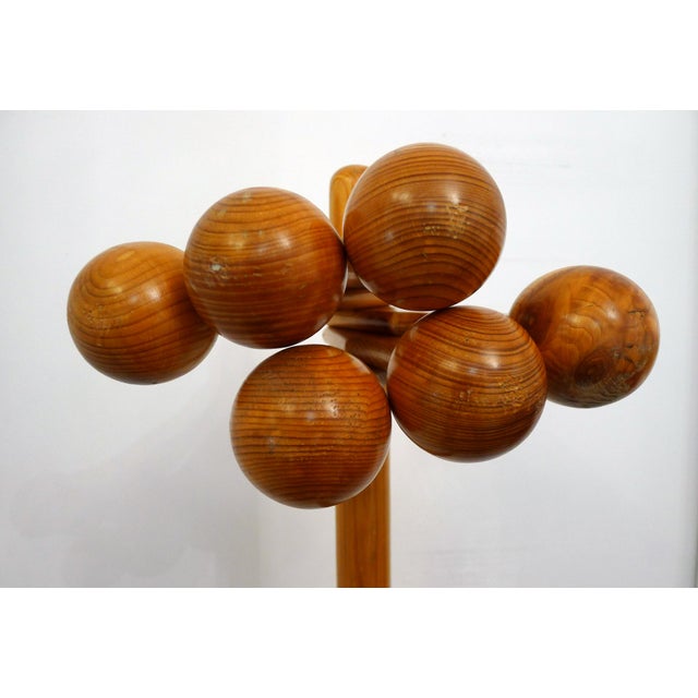 Freestanding Coat Rack with Swivel Ball Hooks in Pine Wood by Rainer Daumiller, 1960s For Sale - Image 11 of 13