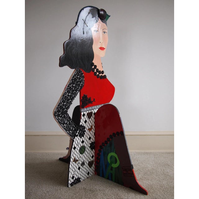Mid-Century Modern 1980s Original Arona Reiner Mid-Century Modern Postmodern Surrealist Plastic Portrait Female 3-D Double-Sided Sculpture For Sale - Image 3 of 7