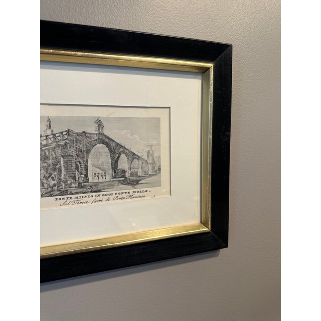 Mid 20th Century Vintage Italian Framed Ponte Milvio in Oggi Ponte Mollo Print For Sale - Image 5 of 10