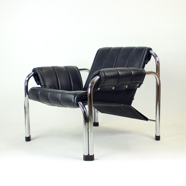 Lounge Chair in Chrome and Leatherette by Viliam Chlebo for Kodreta, 1980s For Sale - Image 14 of 14