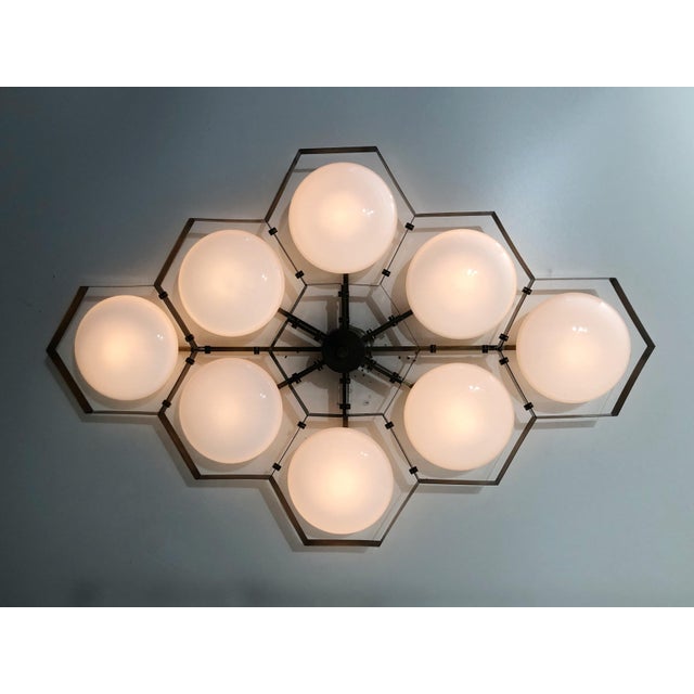 Italian 21st Century Hive Bronze Glossy White Murano Flush Mount by Fabio LTD For Sale - Image 3 of 5