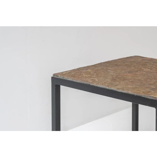 1950s Identical Square Slate Stone Coffee Tables, 1950s, Set of 2 For Sale - Image 5 of 12