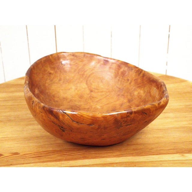 Brown Large Swedish Folklore Birch Burl Wooden Bowl, 1890s For Sale - Image 8 of 14