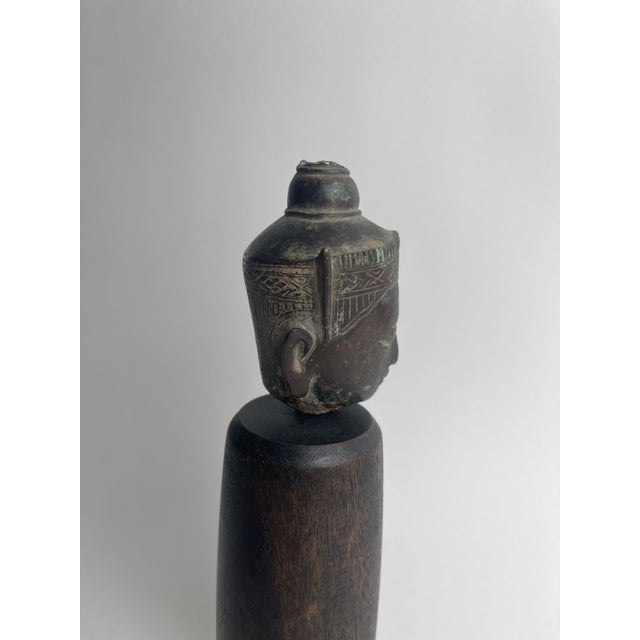 18th Century 18th Century Ayutthaya Bronze Thai Buddha Head For Sale - Image 5 of 7