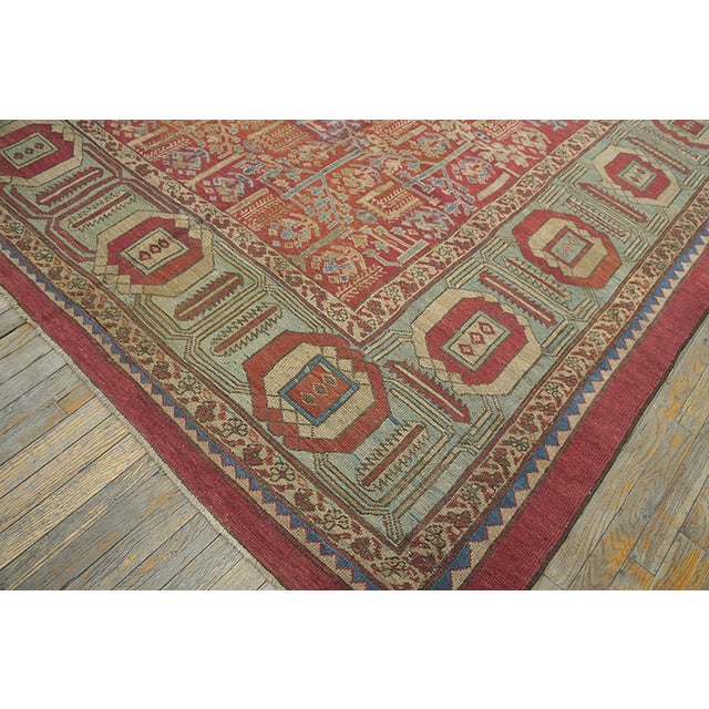 Late 19th Century 1880s Red-Rust Field Weeping Willow Antique Persian Bakshaiesh Rug 10'10" X 13' Handknotted Wool Carpet For Sale - Image 5 of 15