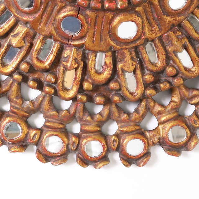 Mid 20th Century Vintage Peruvian Gilt Wood Wall Mirror For Sale - Image 5 of 5