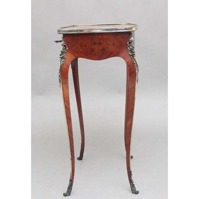 19th Century French Freestanding Kingwood and Marquetry Side Table, 1880s For Sale - Image 6 of 13