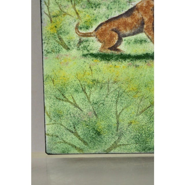 Late 20th Century Late 20th Century Dom Dominic Mingolla Enamel on Copper Painting Girl With Dog in Field For Sale - Image 5 of 8