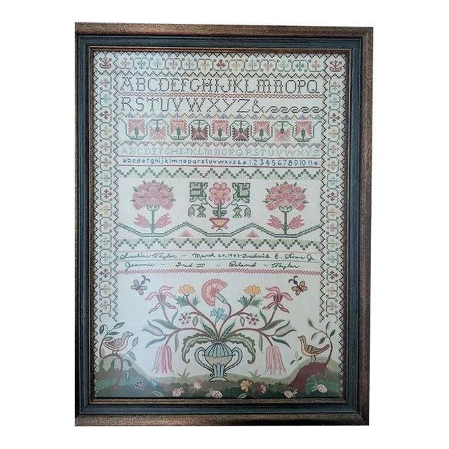 Mid 20th Century Cooper Hewitt Museum Antique Reproduction Sampler For Sale