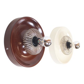 Space Age Spring Wall Lamps by Elektrofém, Hungary, 1970s, Set of 2 For Sale