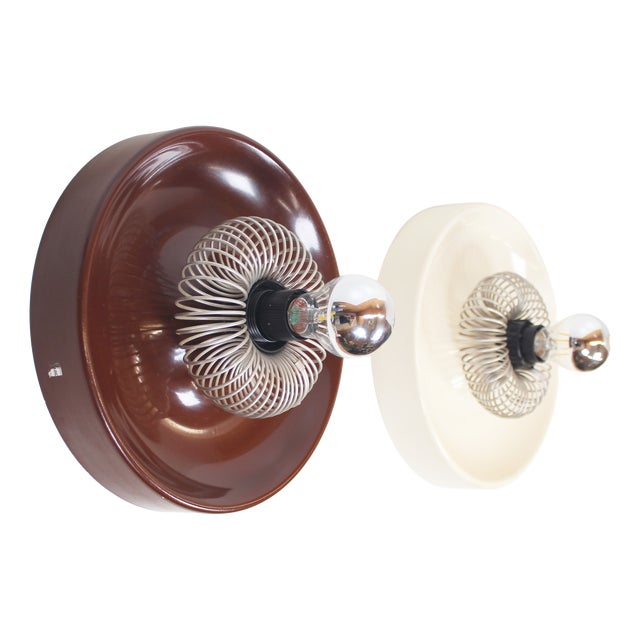 Space Age Spring Wall Lamps by Elektrofém, Hungary, 1970s, Set of 2 For Sale