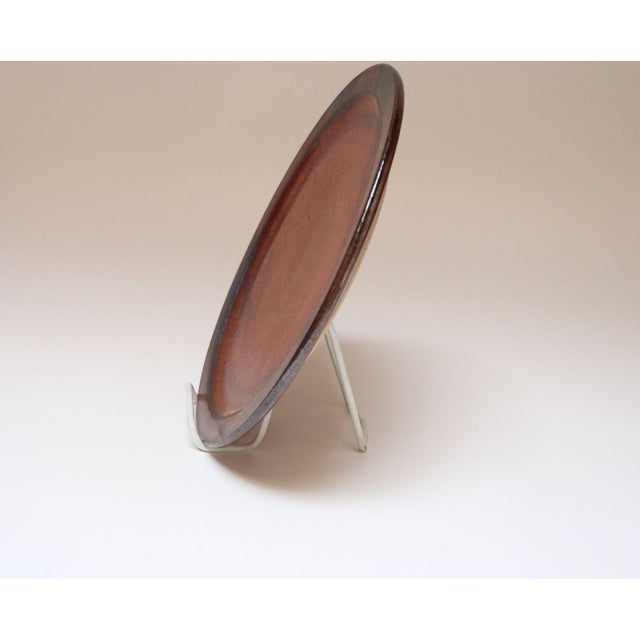 Vintage Studio Pottery Charger in Metallic Gray and Red Glaze by Deanna Nichols For Sale - Image 4 of 17