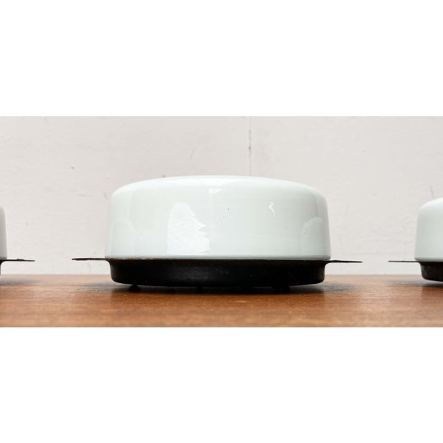Black Mid-Century Modern GDR Minimalist Ceiling Lamps, 1960s, Set of 3 For Sale - Image 8 of 18