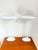 A pair of white metal ufo table lamps by brilliant, most likely dating from the 1970s, with oval shades and matching oval...