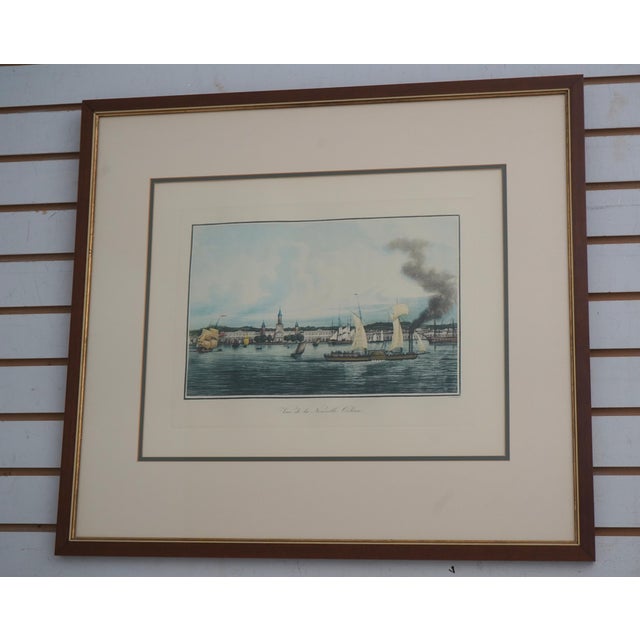 Set of 7 Vintage Framed Colored Engravings Etchings Military Ships For Sale - Image 13 of 15