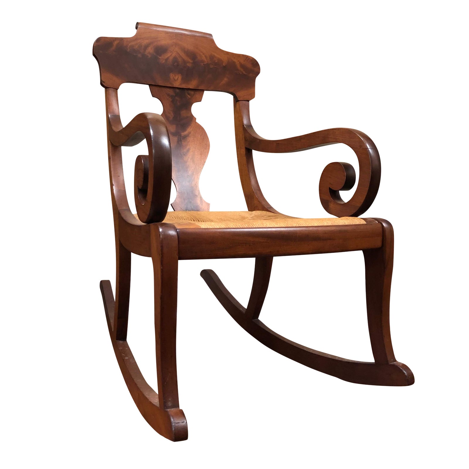 Late 19th Century Antique Empire Style Burl Wood Rocking Chair Chairish