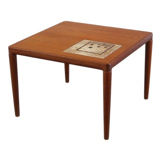 Teak End Table/Side Table with Tile Inlay by HW Klein for Bramin For Sale