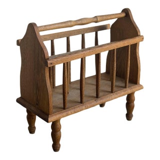 Vintage Danish Oak Magazine Rack Newspaper Holder Magazine Stand For Sale