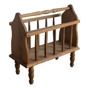 Vintage Danish Oak Magazine Rack Newspaper Holder Magazine Stand