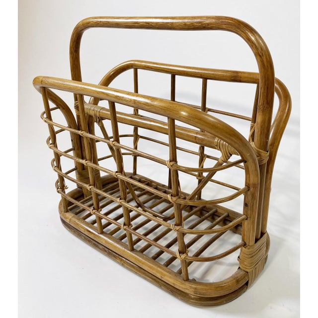 Vintage Rattan Magazine Rack | Chairish