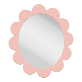 Fleur Home Carnival Iris Oval Mirror in Salmon Berry, 31x26 For Sale