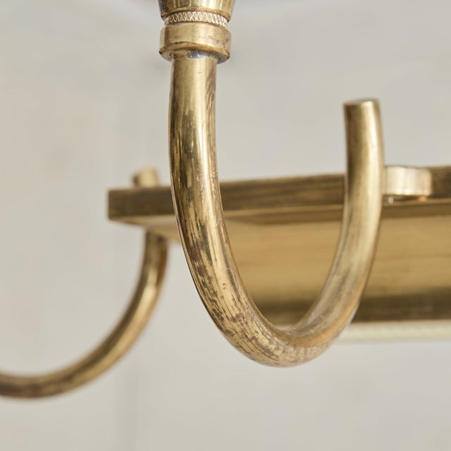 Italian Murano Fluted Glass + Brass 8-Arm Chandelier, 1940s For Sale - Image 11 of 11