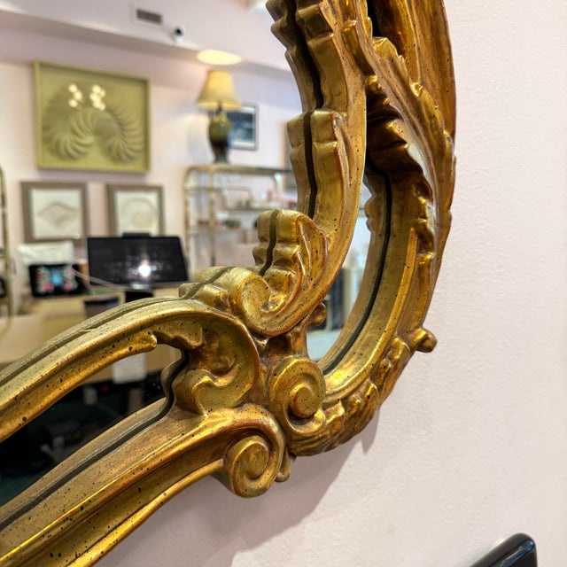 Vintage Large Gold Giltwood Rococo Style Mirror For Sale - Image 12 of 12