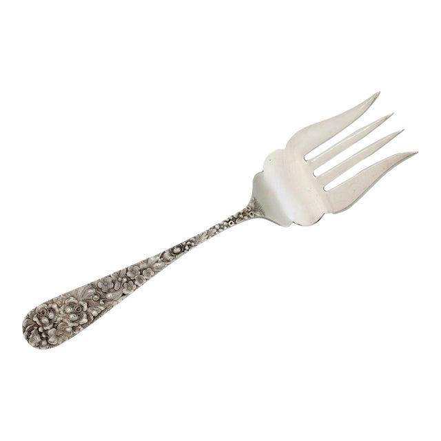Kirk Stieff Rose Pattern Sterling Silver Cold Meat Fork For Sale