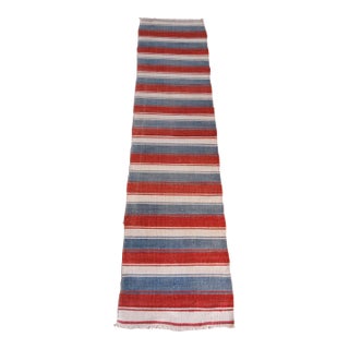 1980s Handmade Vintage Stripe Design Runner Kilim -2' X 10' 1'' For Sale