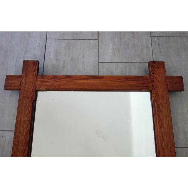 Brown Large Brutalist Rustic Mirror in Wood, France, 1930s For Sale - Image 8 of 11