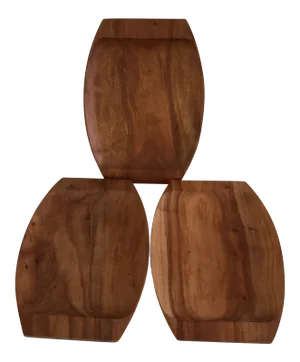 80s Kaneki Works Mid-Century-Style Teakwood Serving Trays- Set of 3