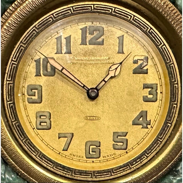 Early 20th Century Swiss-Made Jade Table Clock For Sale - Image 4 of 9