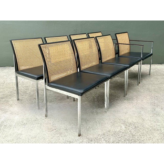 Mid 20th Century Vintage Paul McCobb for Lane Chrome and Cane Dining Chairs - Set of 8 For Sale - Image 5 of 12