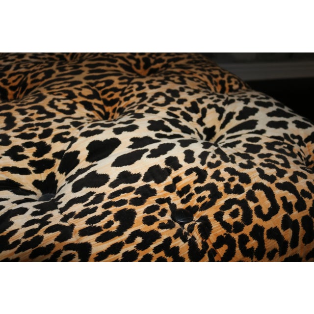 Textile Hollywood Regency Style Leopard Velvet Cocktail Ottoman For Sale - Image 7 of 13