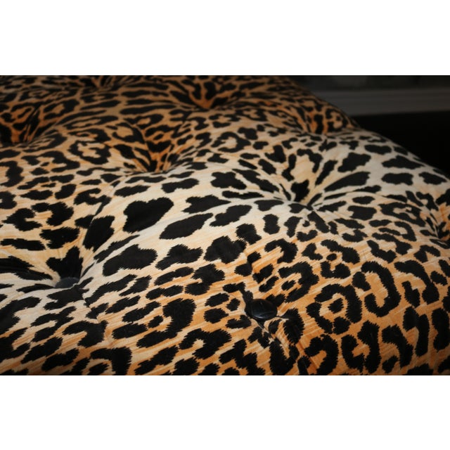 Textile Vintage Hollywood Regency Style Leopard Velvet Ottoman For Sale - Image 7 of 13