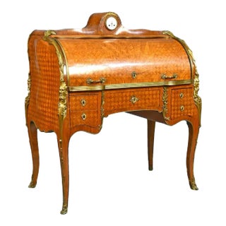 An Elegant Louis XV Style Marquetry Roll Top Desk For Sale