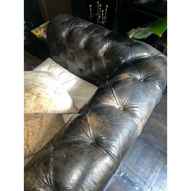 English Restoration Hardware Kensington 96" Down-Filled Leather Sofas – Glove Leather (2 Available) For Sale - Image 3 of 6
