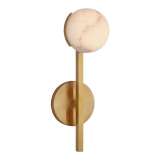 Kelly Wearstler for Visual Comfort Signature Pedra Petite Tail Sconce in Antique-Burnished Brass with Alabaster For Sale