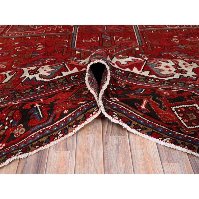 1960 10'2"x13'8" Penn Red Hand Knotted Clean All Wool Worn Down Vintage Persian Rug For Sale - Image 9 of 12