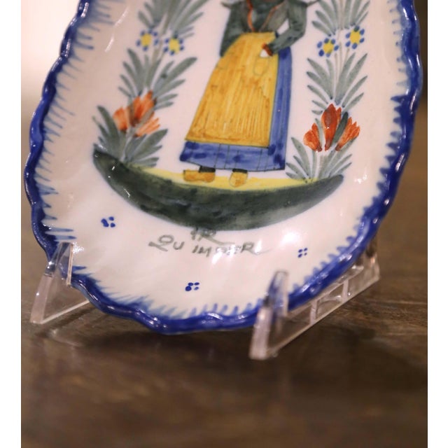 Ceramic Early 20th Century French Painted Faience Henriot Quimper Dishes- Set of 4 For Sale - Image 7 of 12